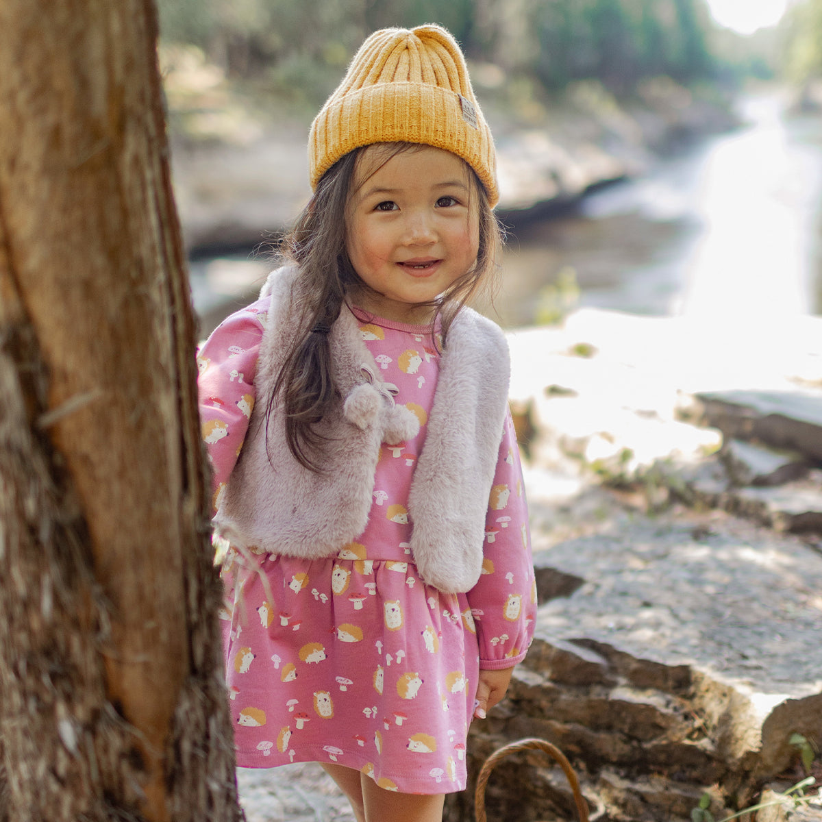 Pink hedgehog print dress, baby