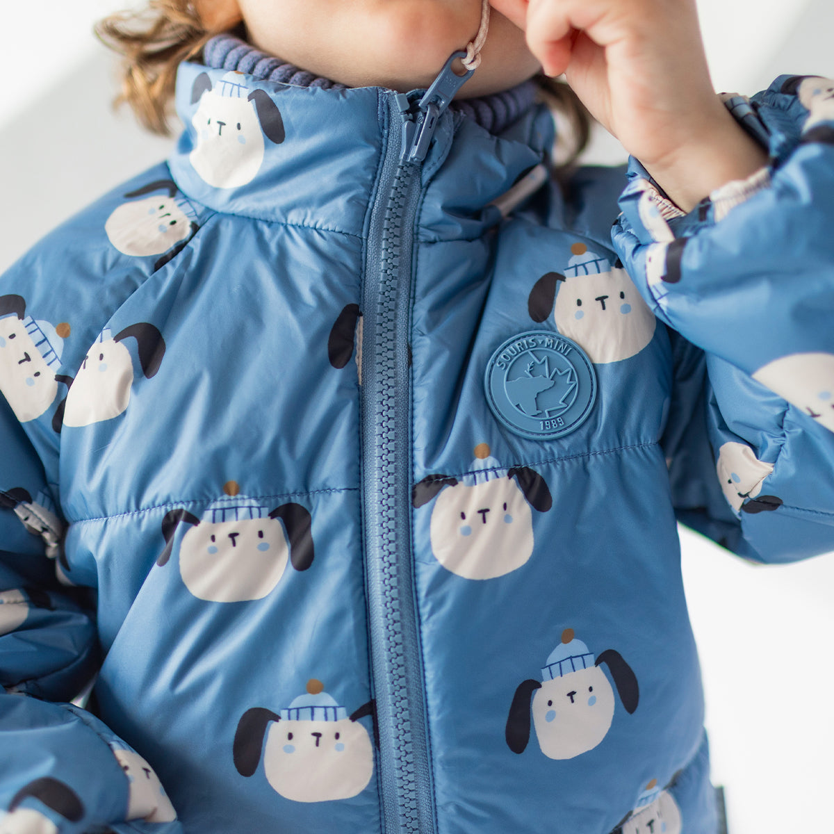 Habit de neige 3 en 1 bleu denim et ocre, bébé