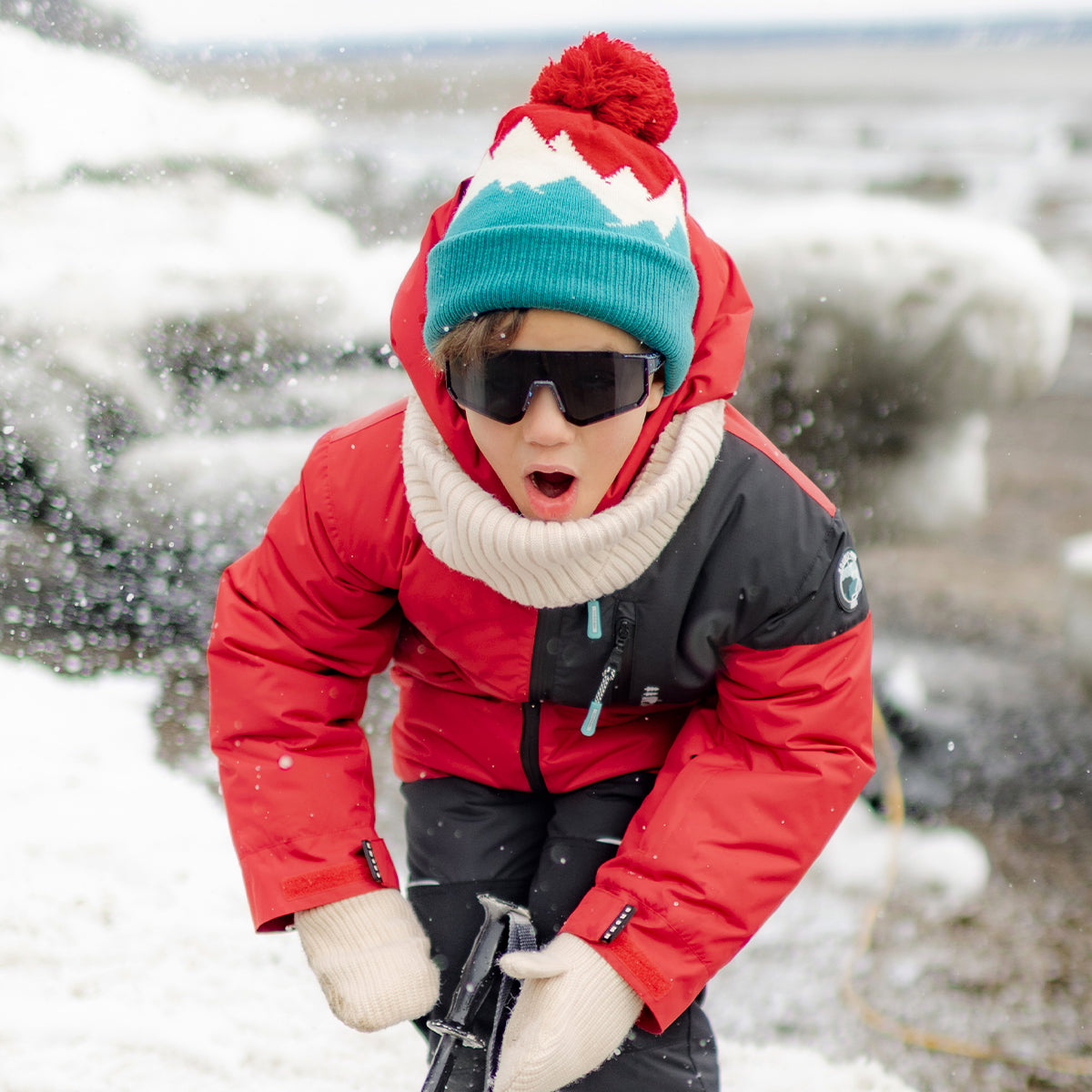 Red and Black PERFO+ Two-Piece Snowsuit, child