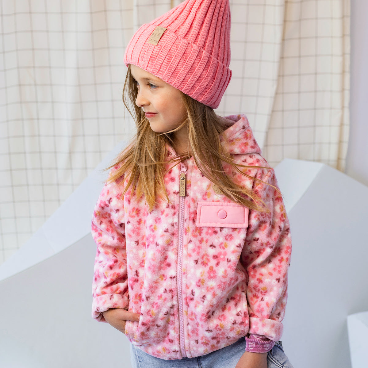 Pink Floral Fleece Jacket, child