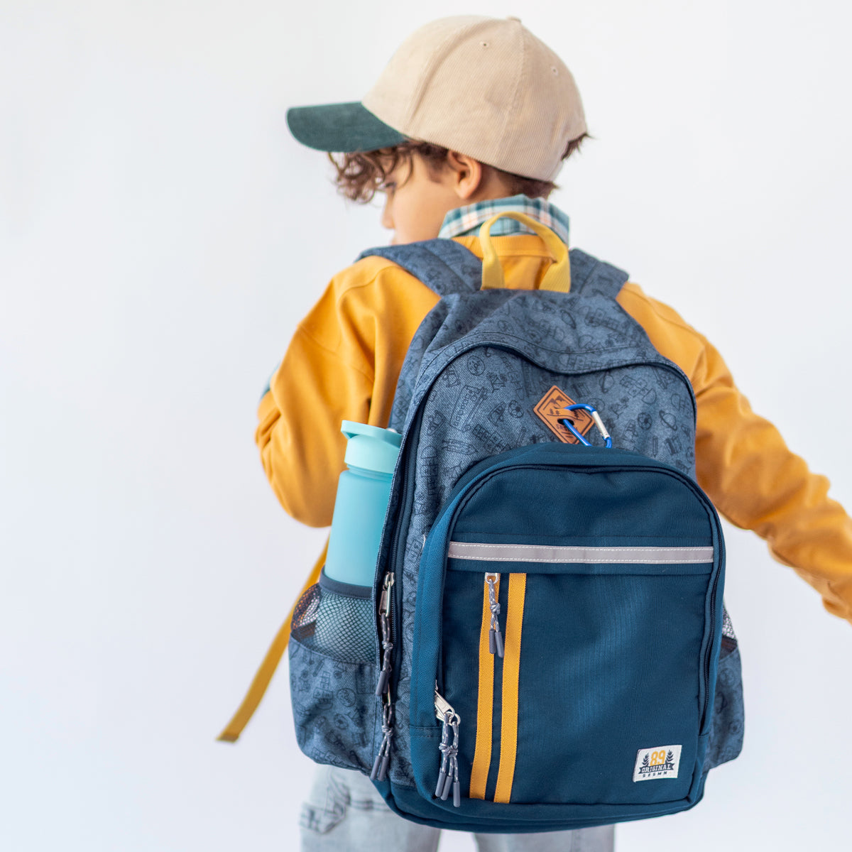 Blue printed school backpack