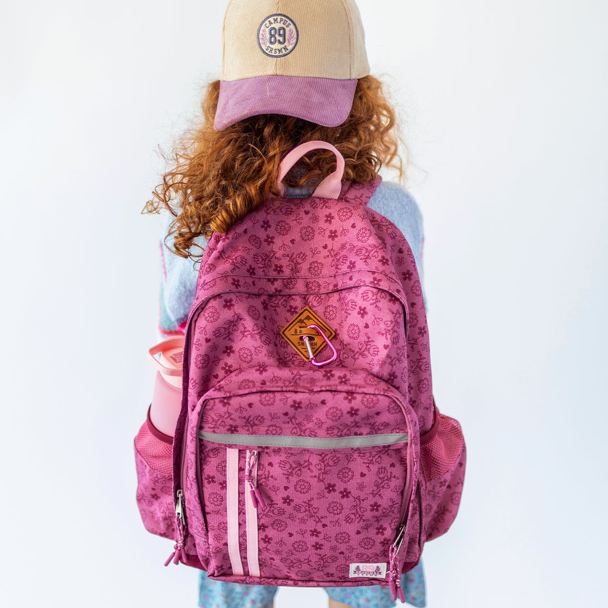 Sac d’école rose à imprimé floral