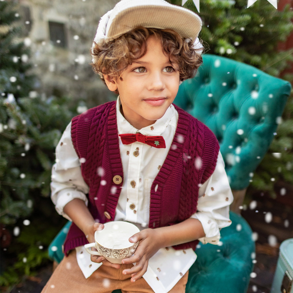 Veste sans manches bourgogne en tricot, enfant