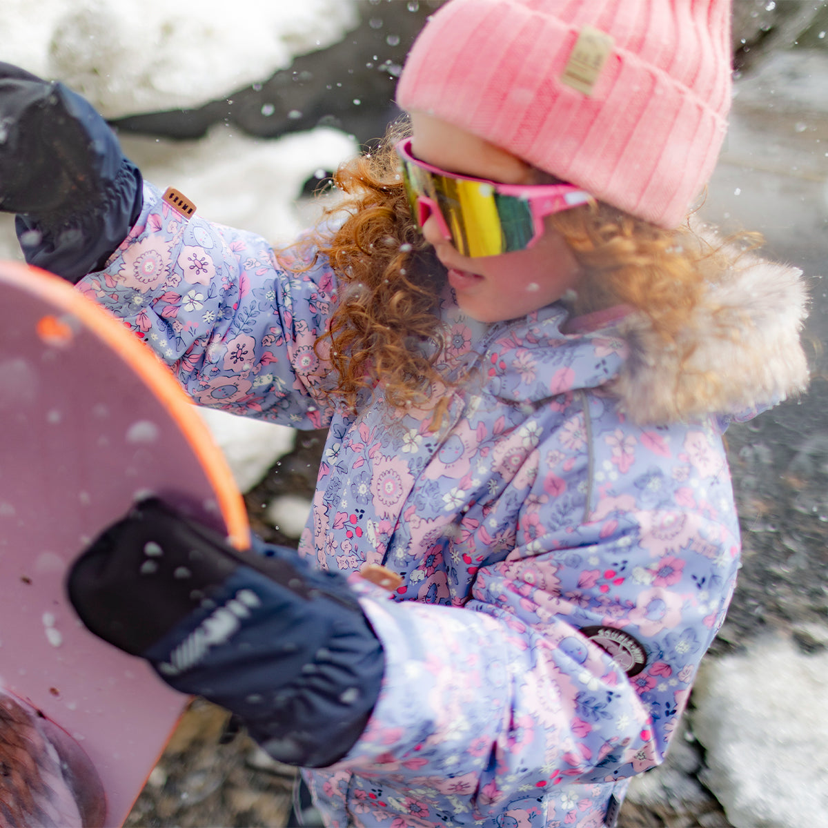 Purple Floral Two-Piece Snowsuit, child
