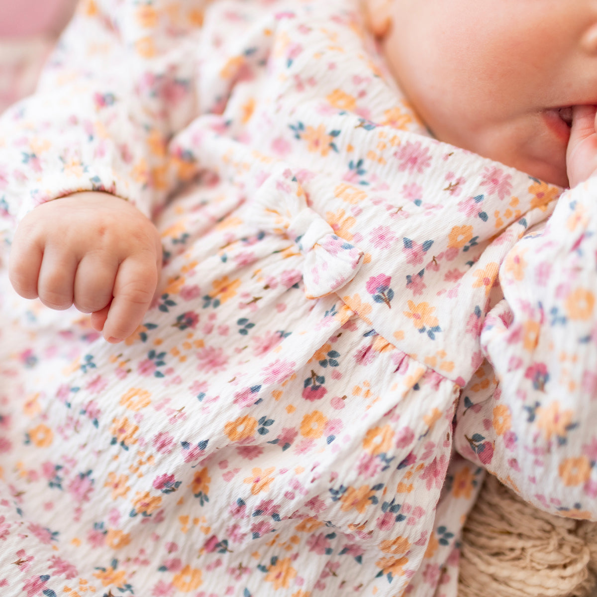 Cream floral and bunny print dress, baby