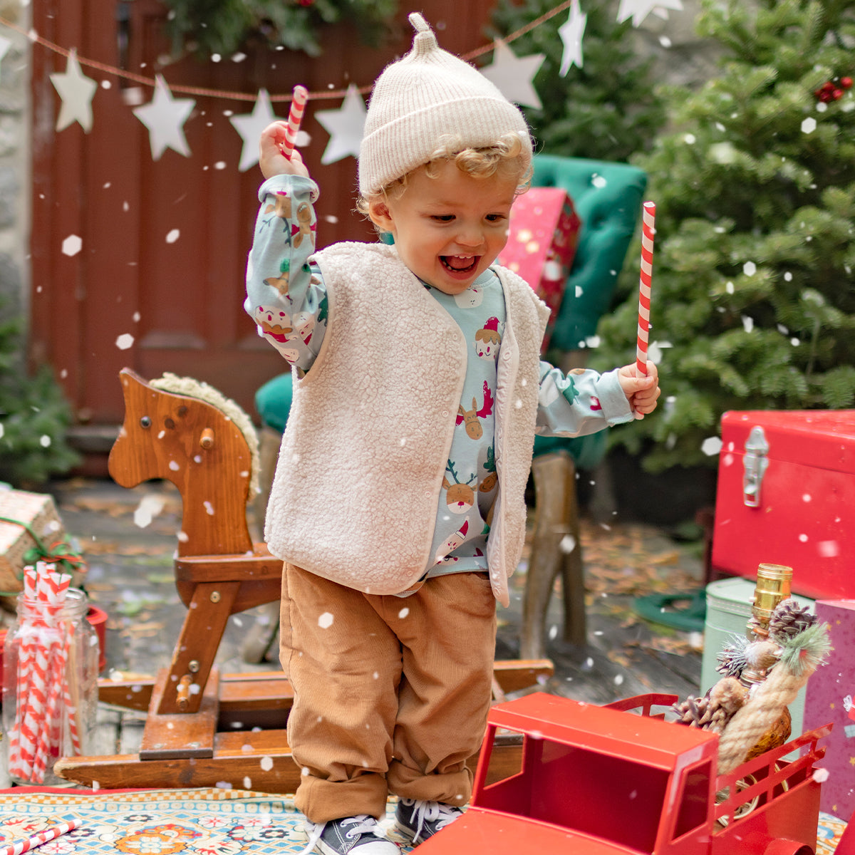 Veste sans manches en sherpa beige, bébé