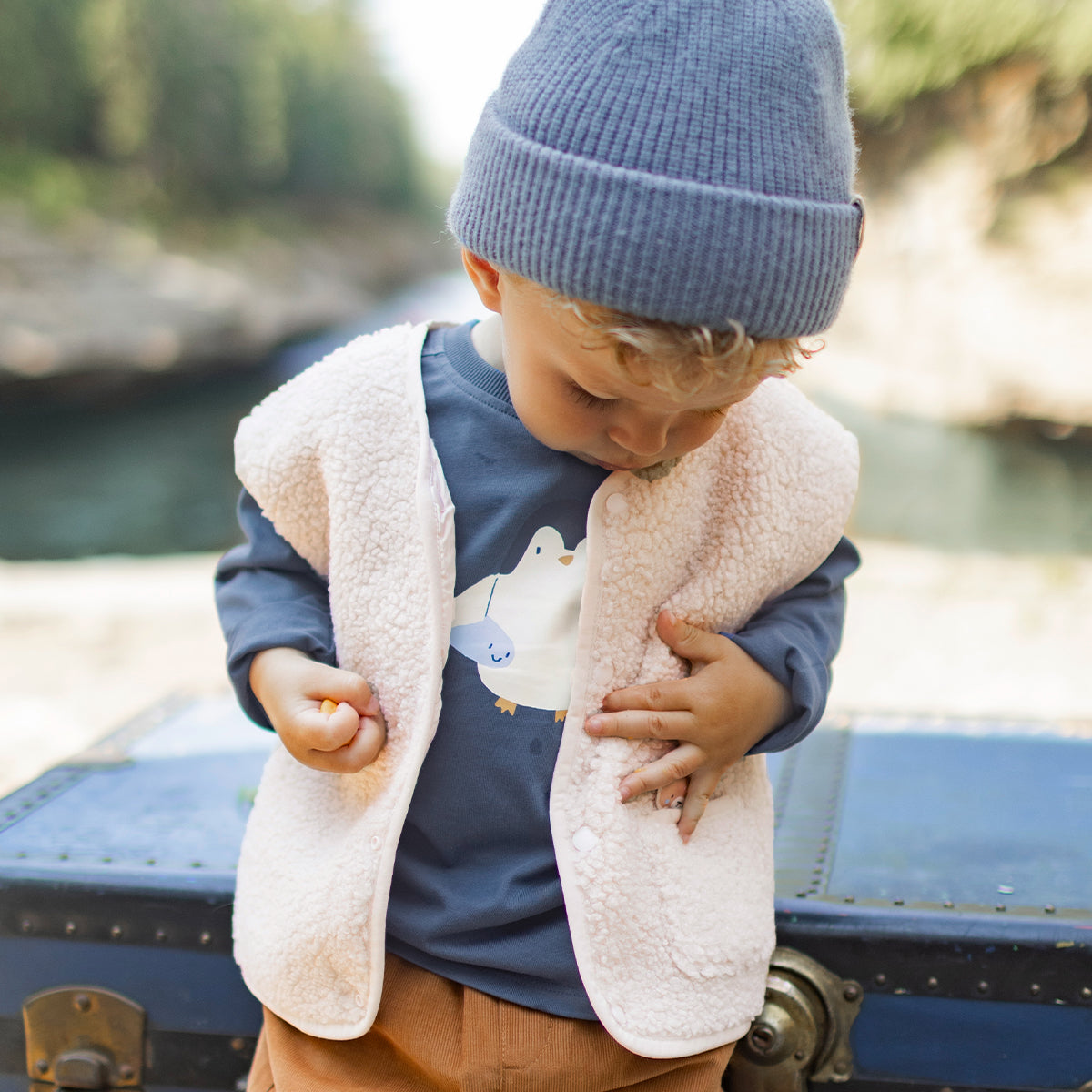 Beige sleeveless sherpa vest, baby