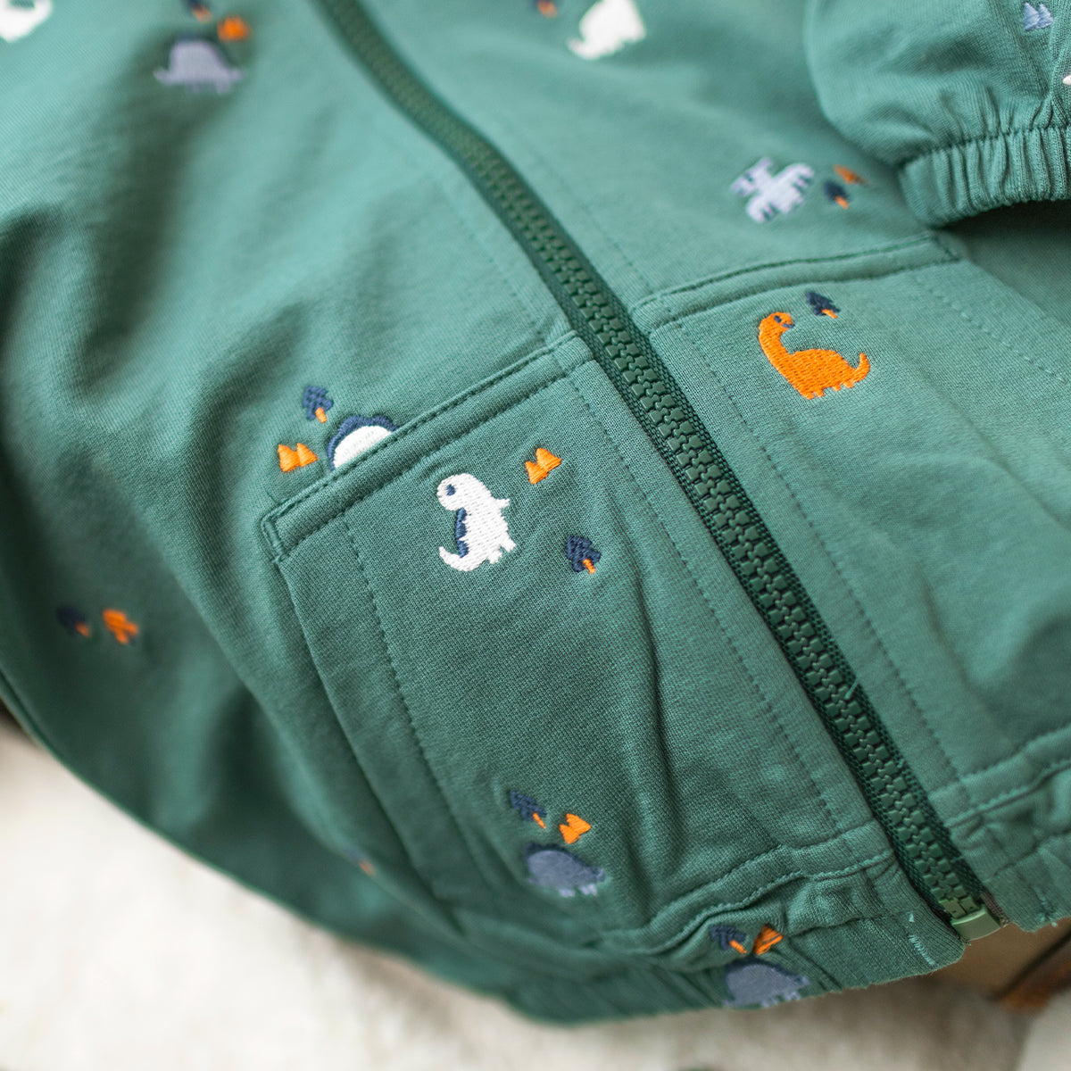 Green hooded zip-up sweatshirt, baby