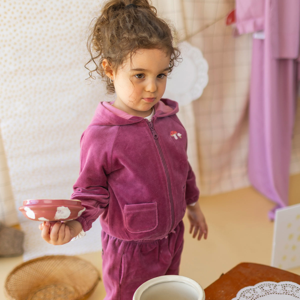 Plum velvet hoodie, baby