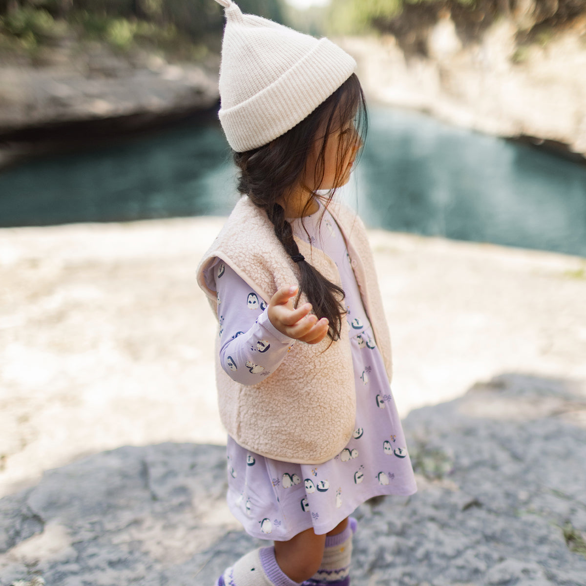 Veste sans manches en sherpa beige, bébé