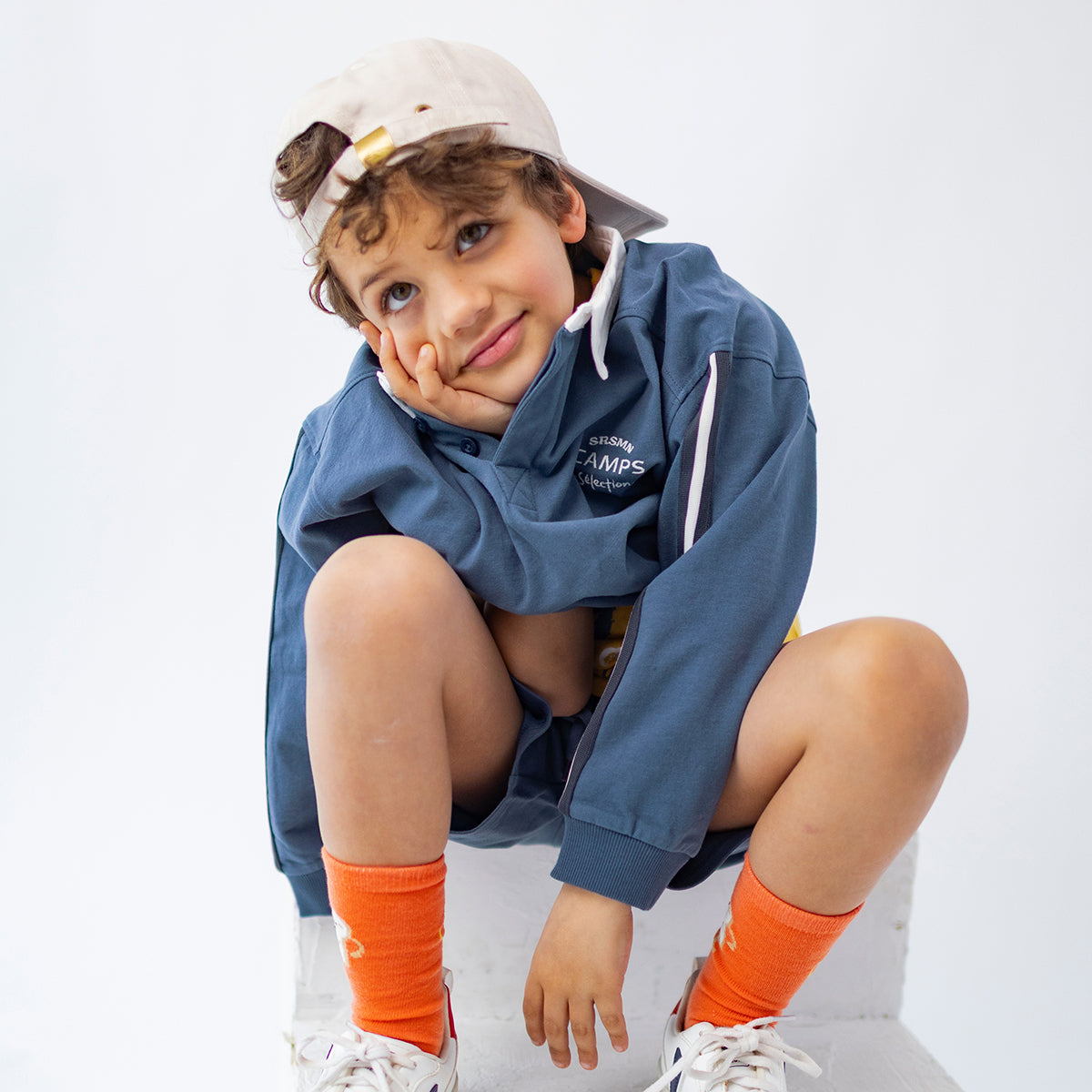 Chandail bleu marine col polo, enfant