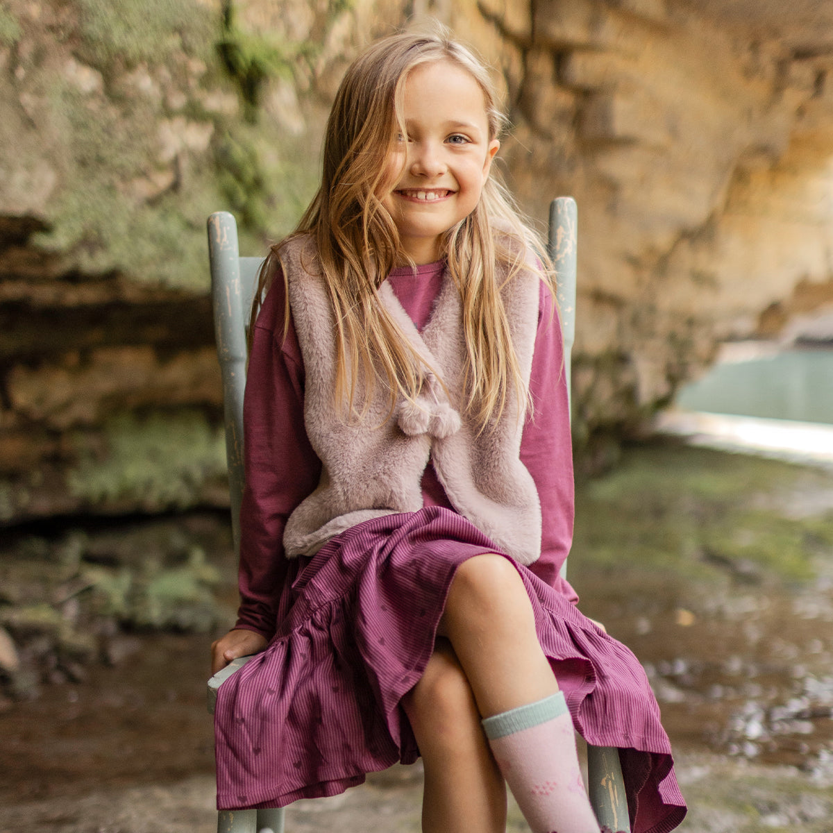 Jupe prune à volants en viscose, enfant
