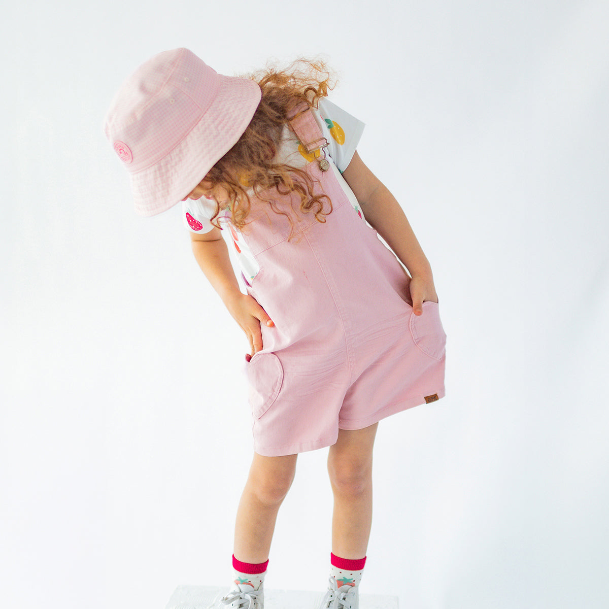 Salopette rose en denim, enfant