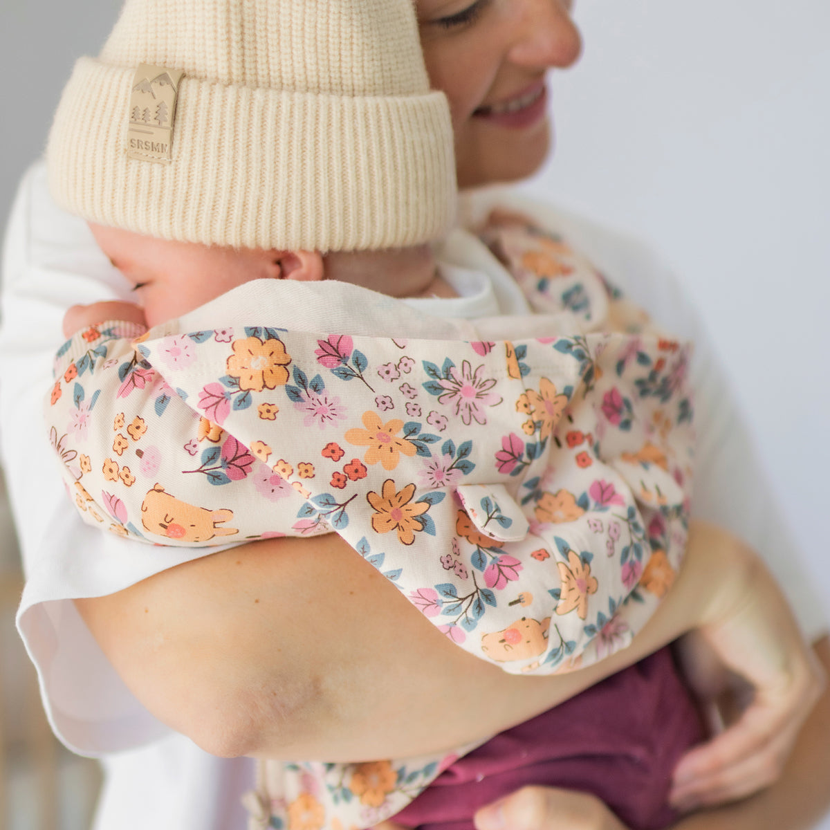 Veste crème à imprimé floral et lapins, bébé