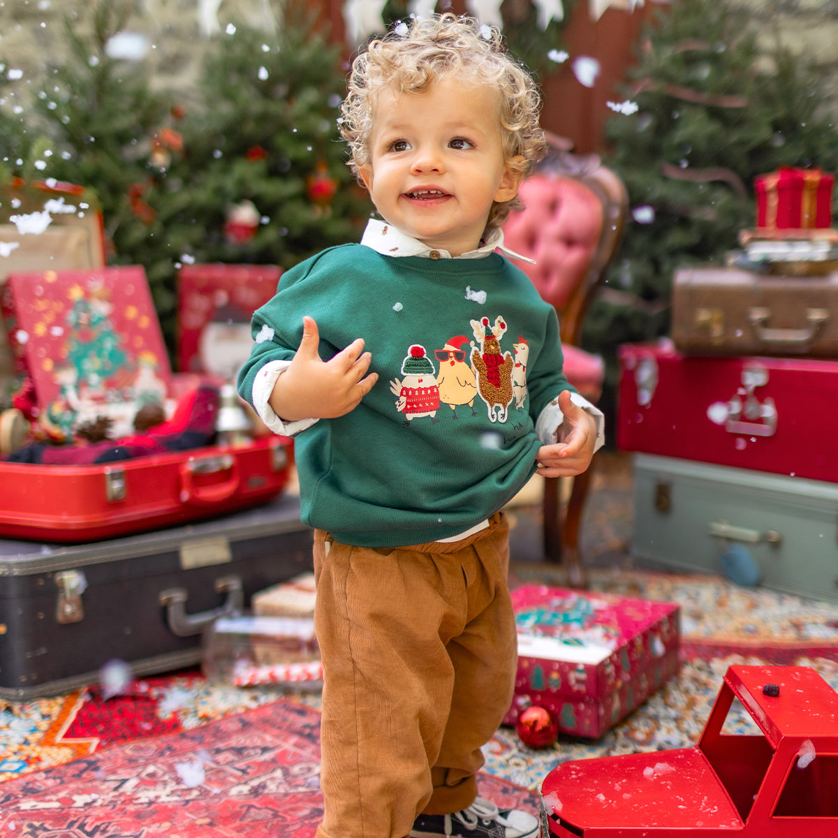 Green holiday graphic sweatshirt, baby