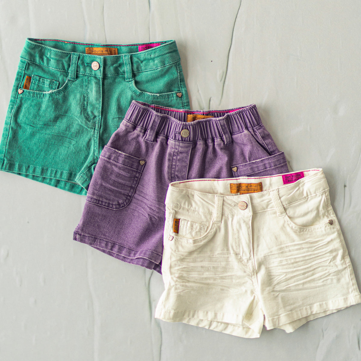 Short crème en denim, enfant