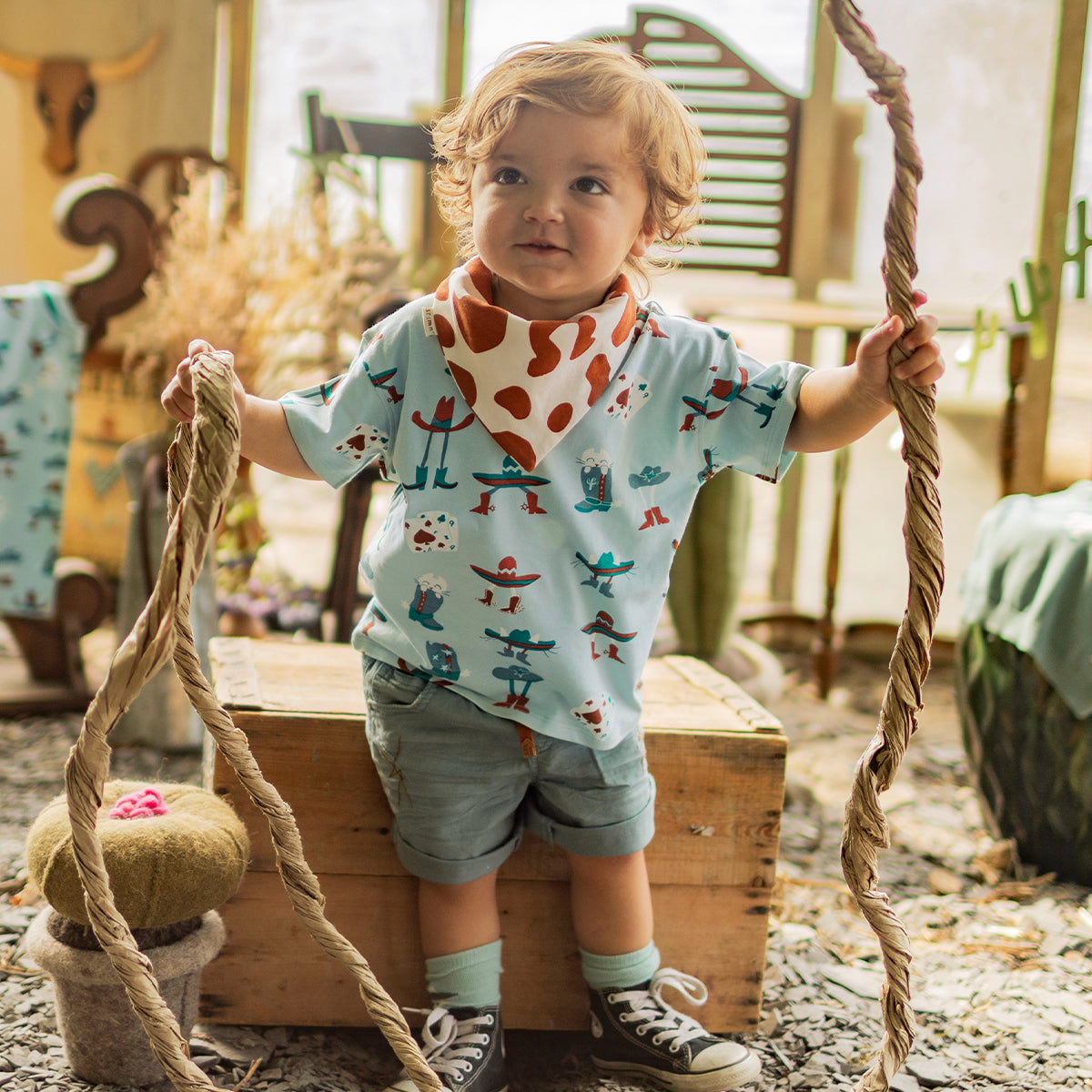 T-shirt turquoise à motifs western, bébé