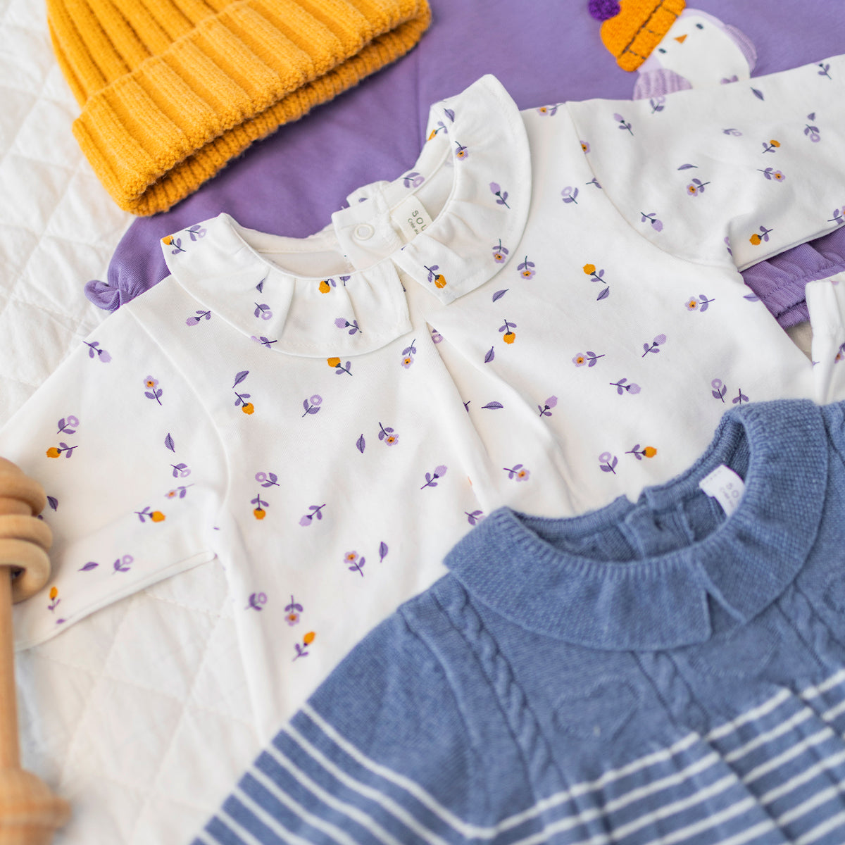 Cream floral print T-shirt, newborn
