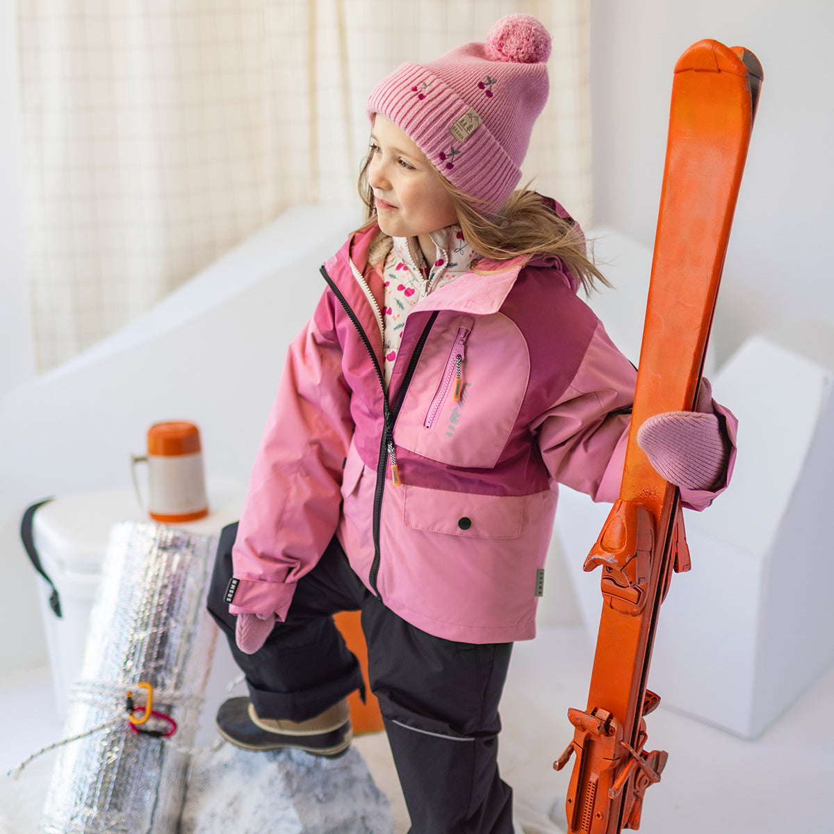 Habit de neige 3 en 1 rose et noir, enfant