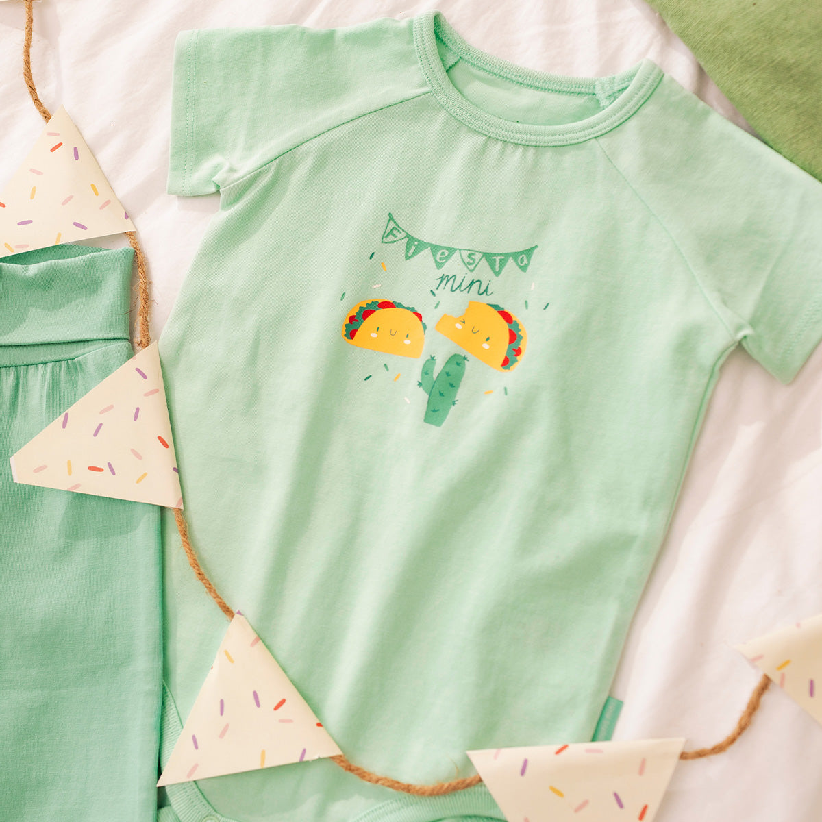 Cache-couche turquoise avec illustration de tacos, bébé