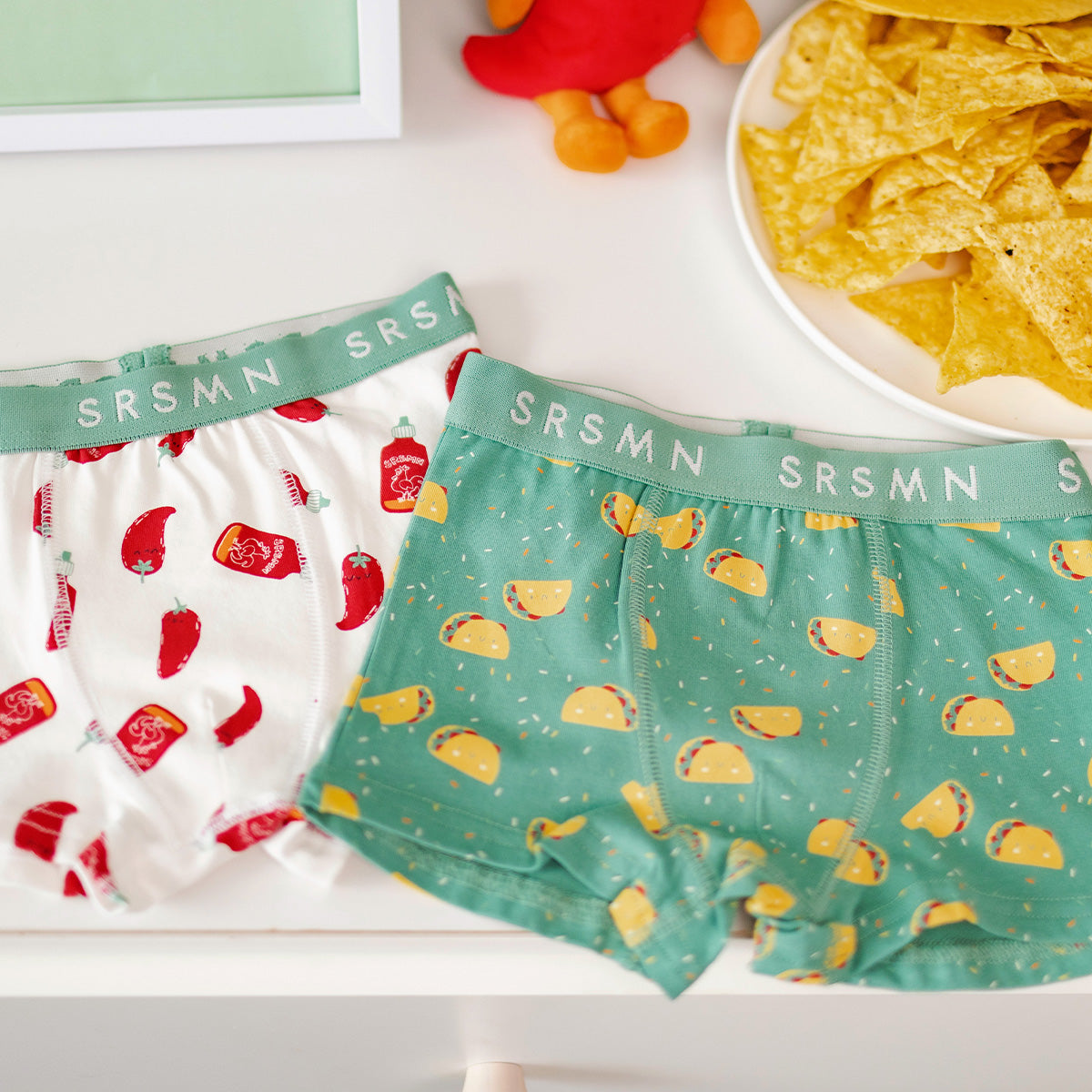 Boxer vert à motifs de tacos, enfant