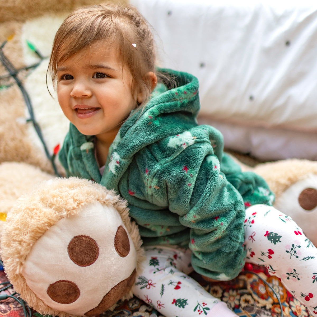 Chandail vert forêt en peluche à motifs de sapins, bébé