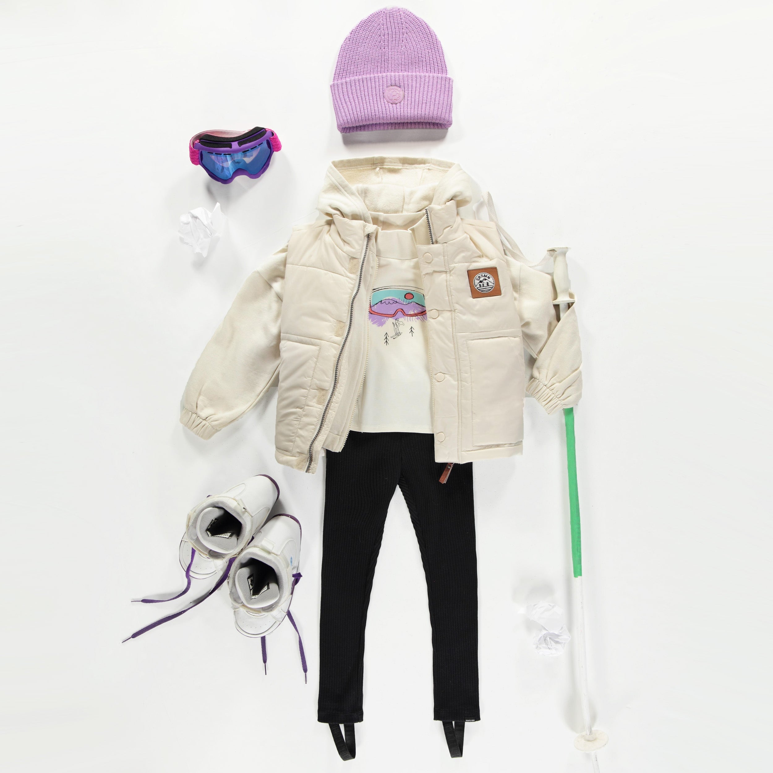 Charcoal stirrup pants with foot clips in Ponte de Roma, child