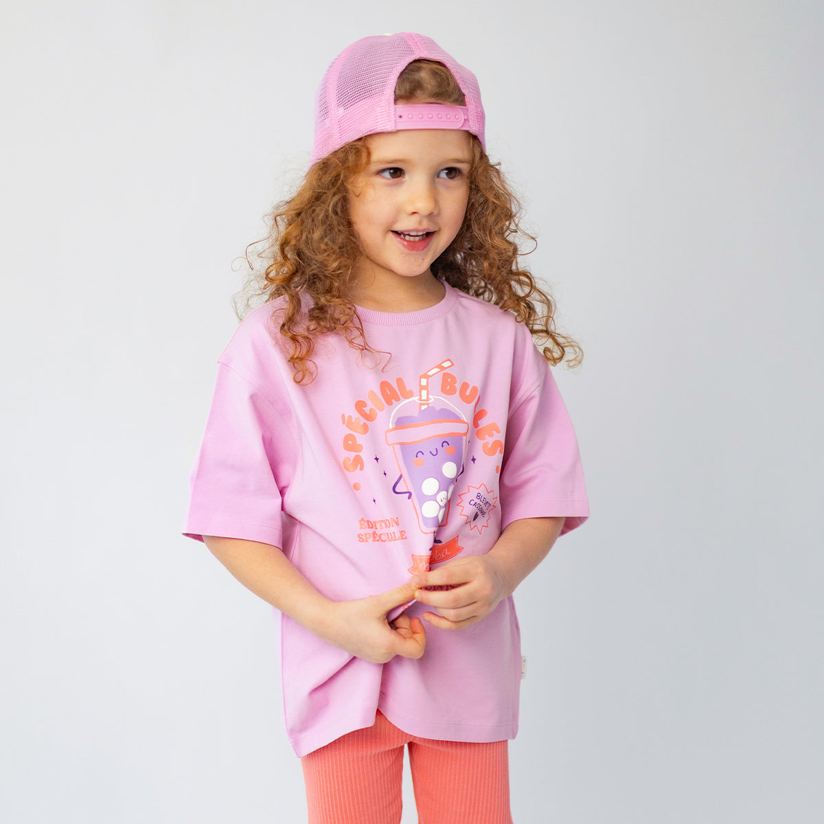 T-shirt lilas avec illustration, enfant