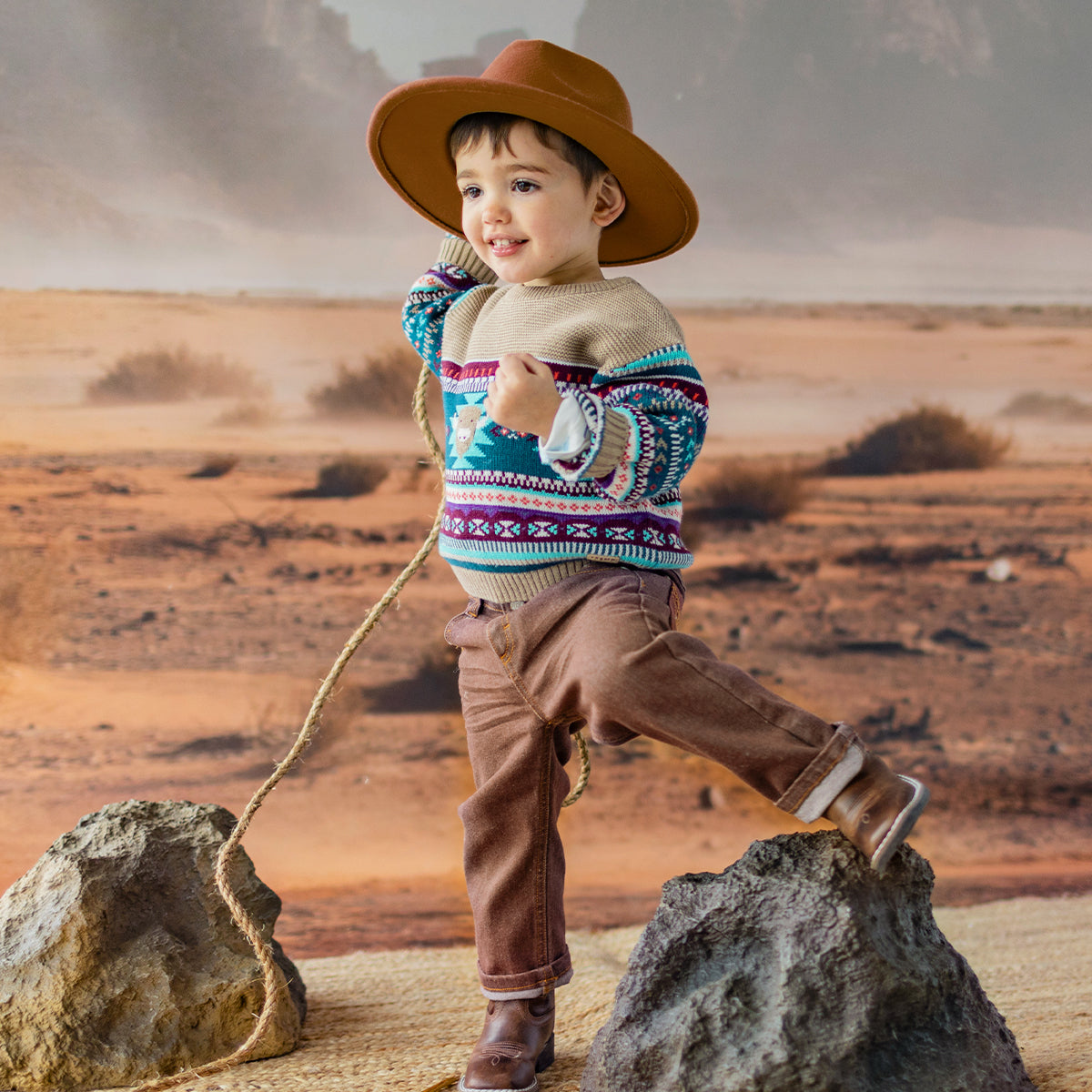 Photo d'un enfant portant le jean bourgogne coupe régulière, bébé