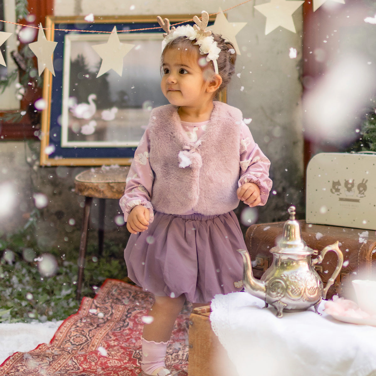 Veste sans manches rose en fausse fourrure, bébé