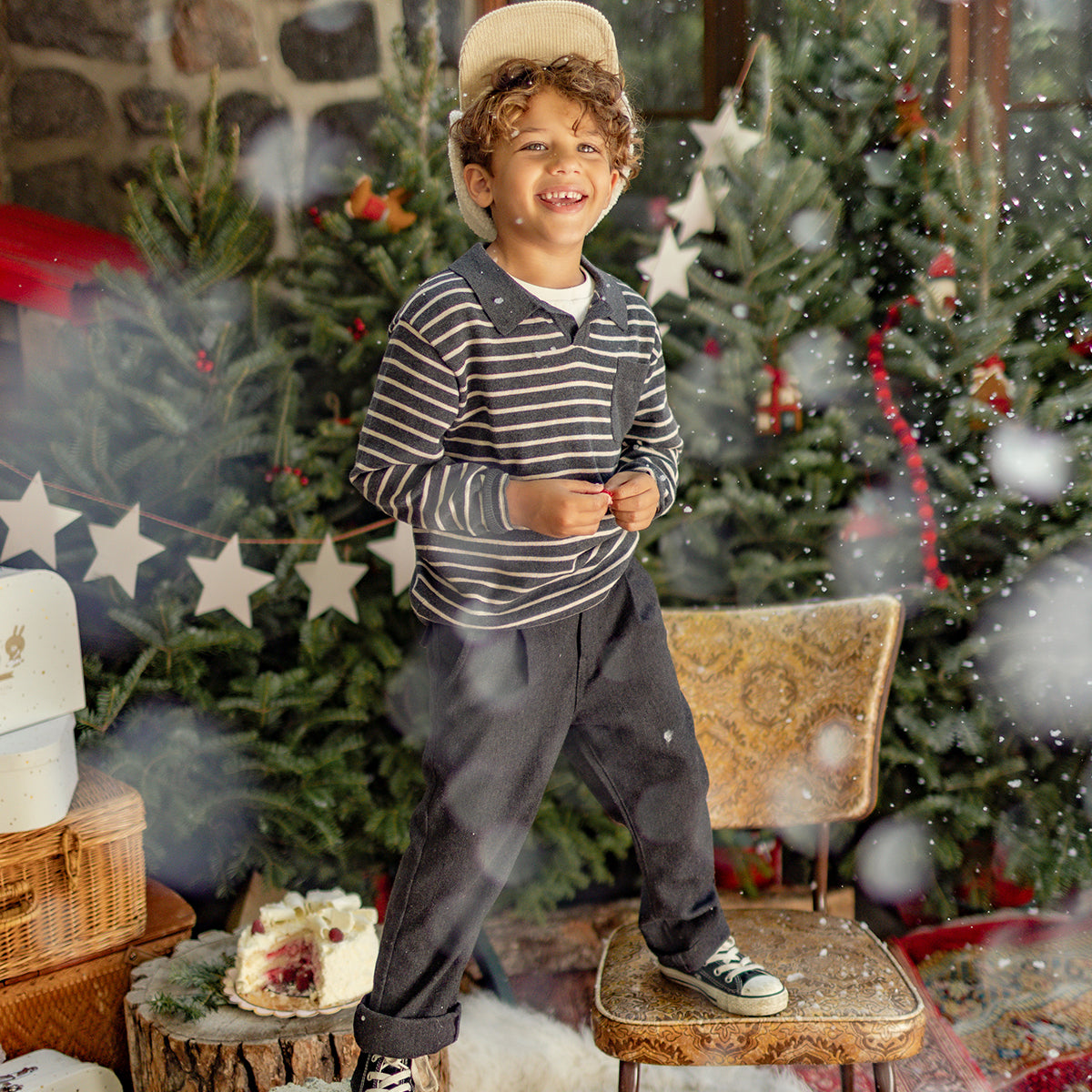 Pantalon gris en flanelle, enfant