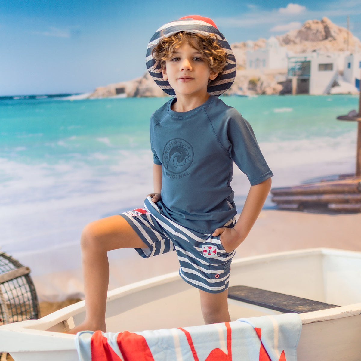 T-shirt de bain bleu marine, enfant