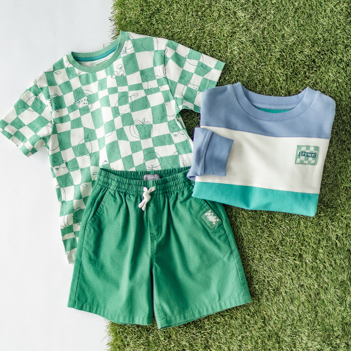 Bermuda vert coupe décontractée, enfant