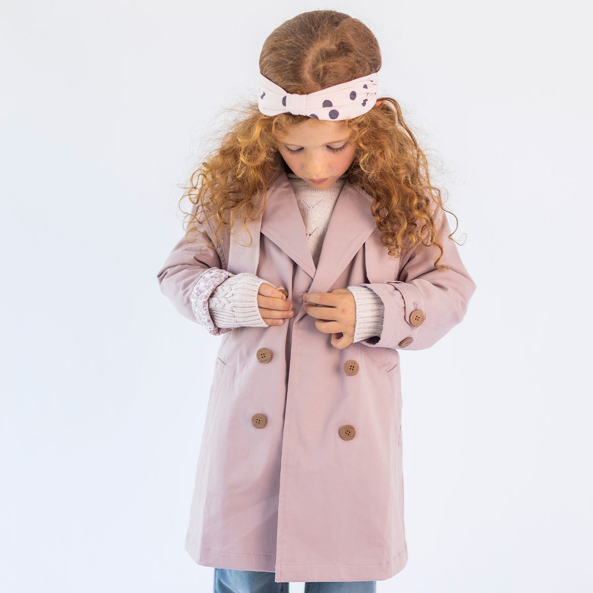 Manteau trench rose, enfant