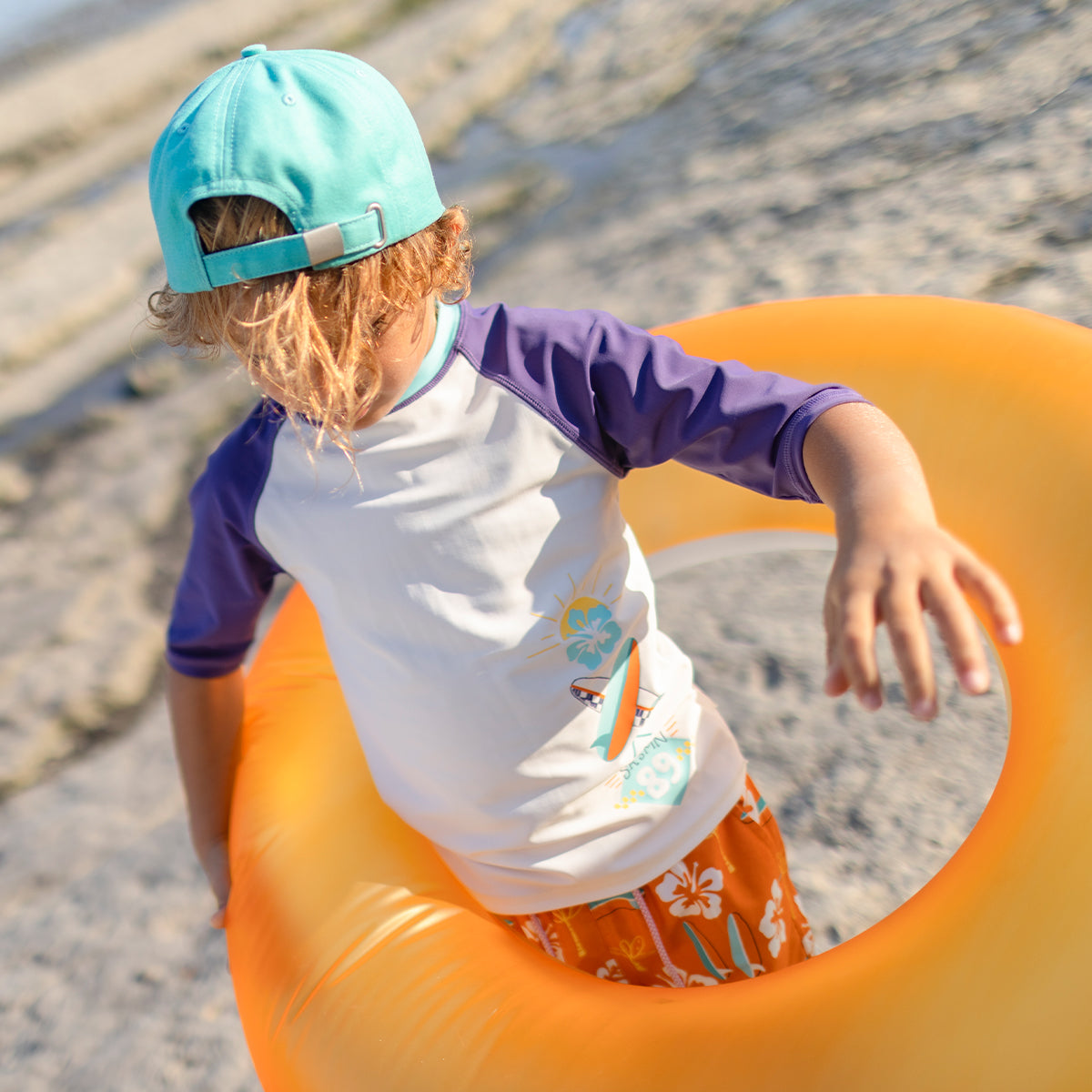 Bermuda de bain orange à motifs, enfant