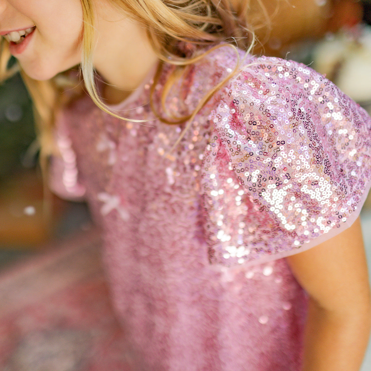 Pink sequin dress, child