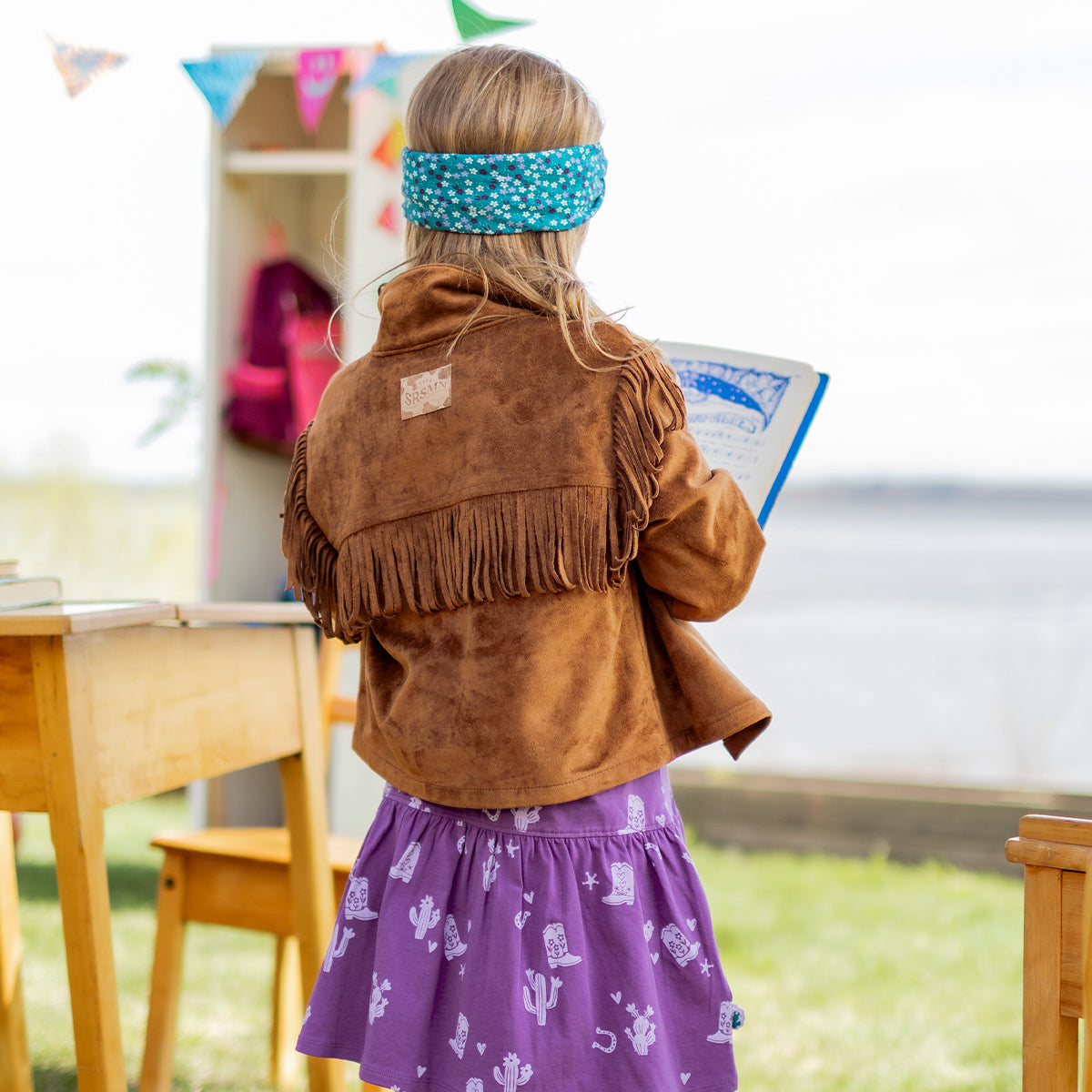 Veste brune en faux suède, enfant