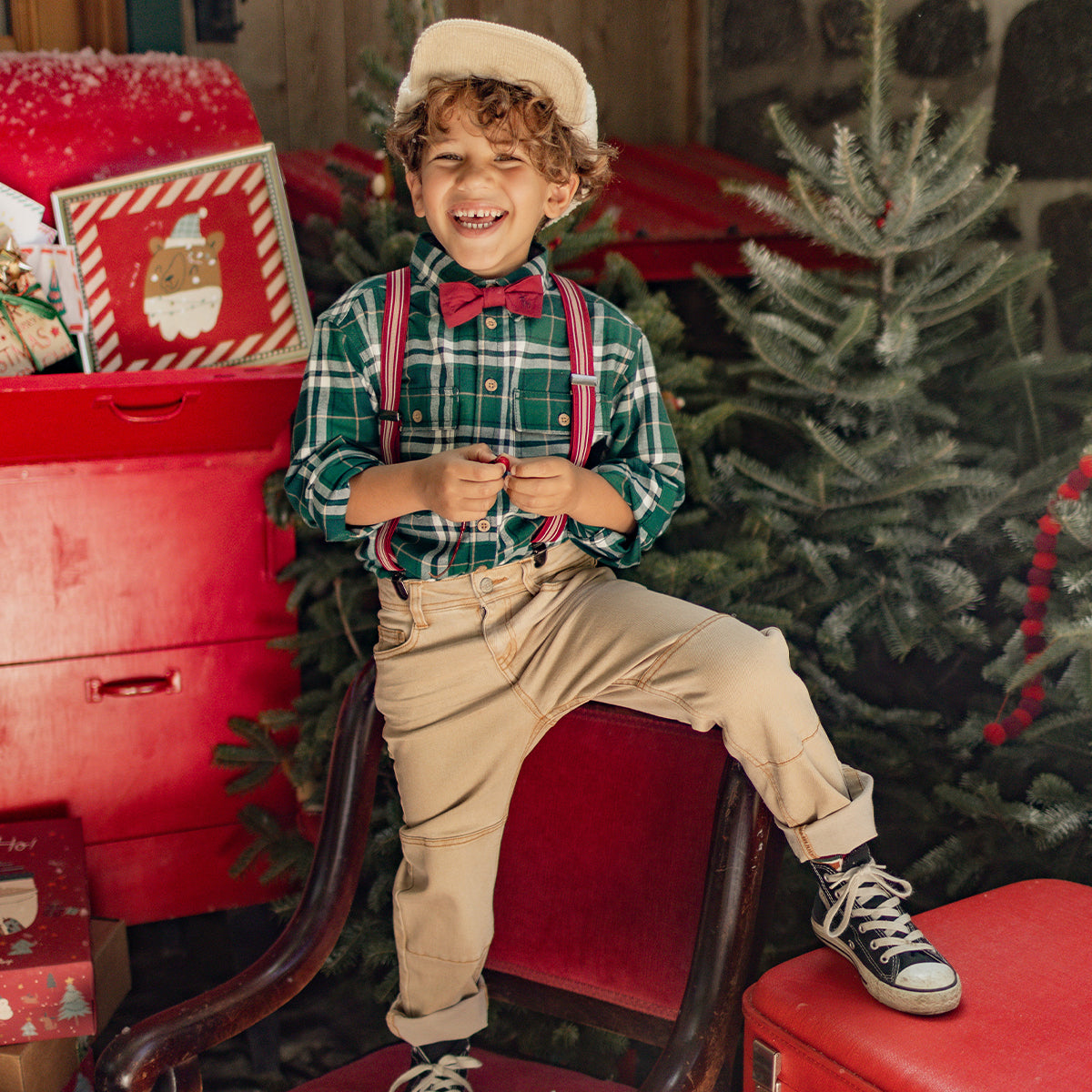 Jean beige coupe régulière, enfant