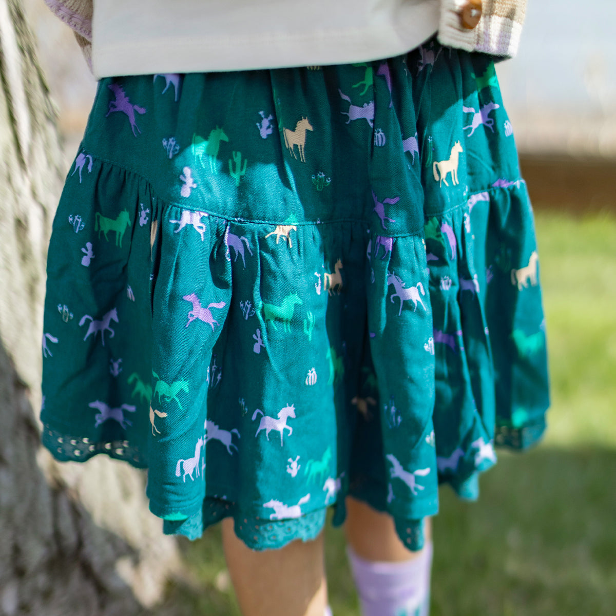 Jupe turquoise à motifs, enfant