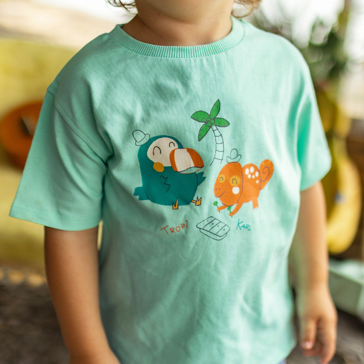 T-shirt turquoise avec illustration, bébé