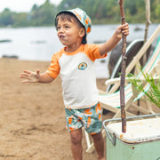 T-shirt de bain à manches courtes crème et orange, bébé || Cream and orange short sleeves swimming t-shirt , baby