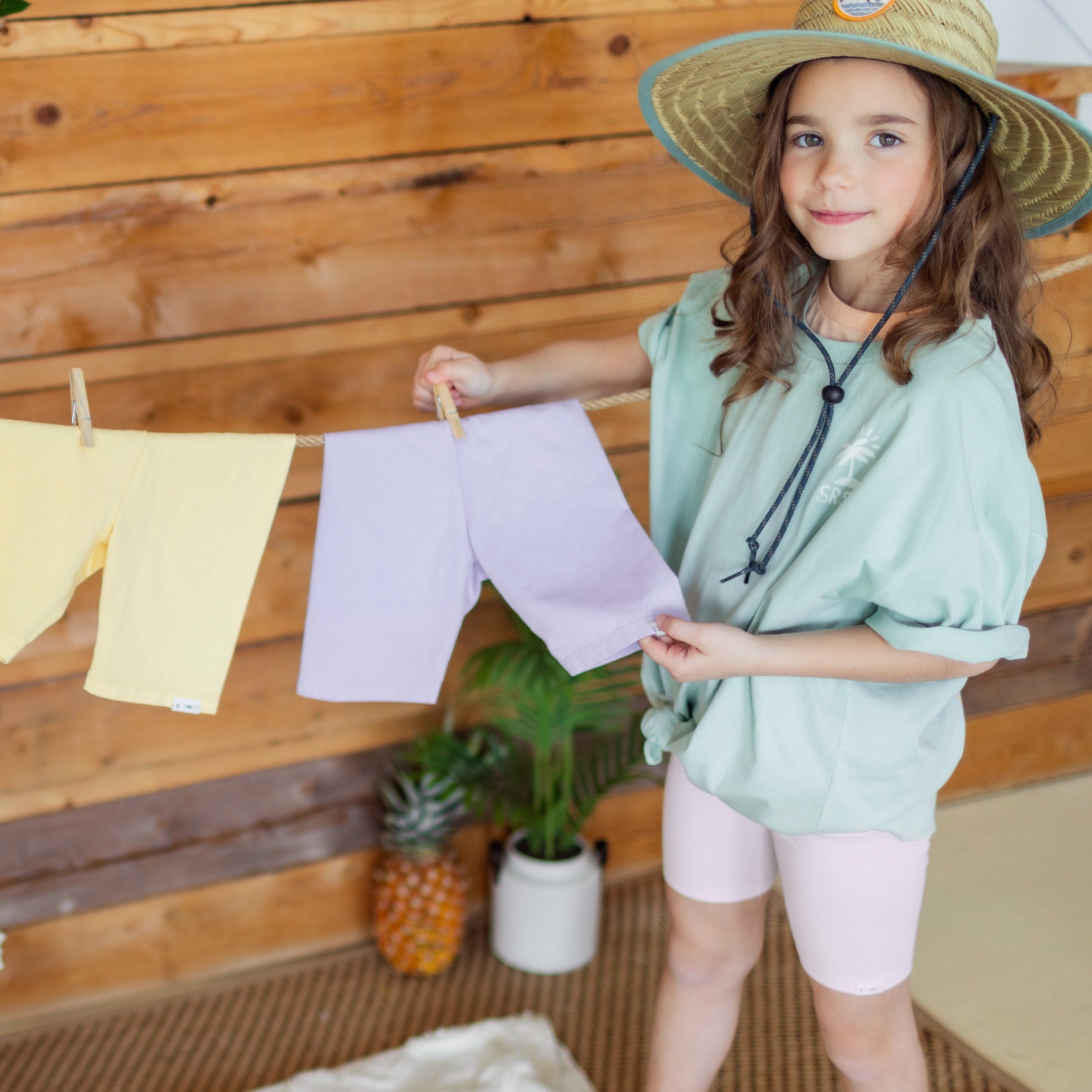 Legging court jaune en jersey doux extensible, enfant