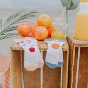 Chaussettes crème avec des oranges rétros, enfant || Cream socks with retro oranges, child