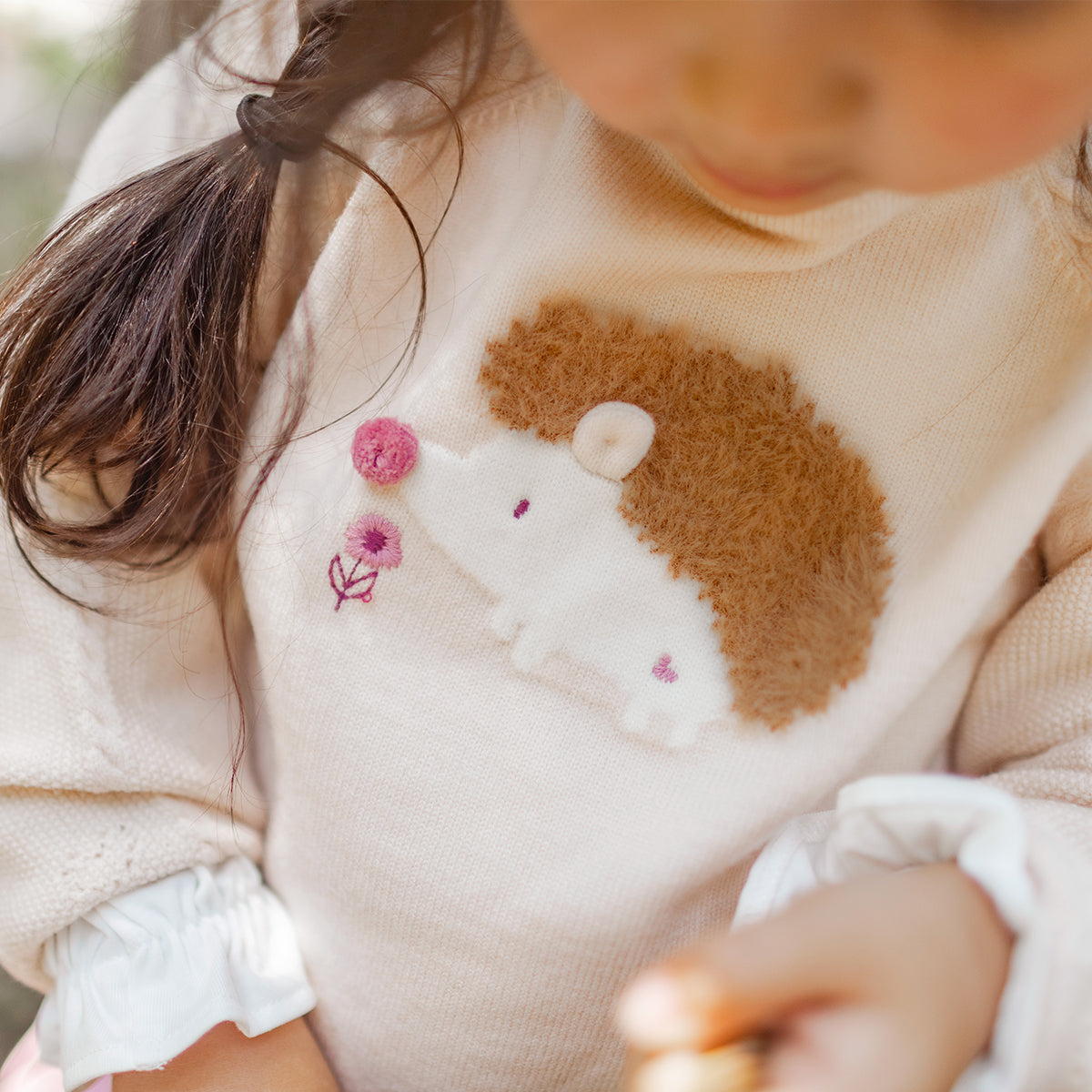 Cream hedgehog knit sweater, baby