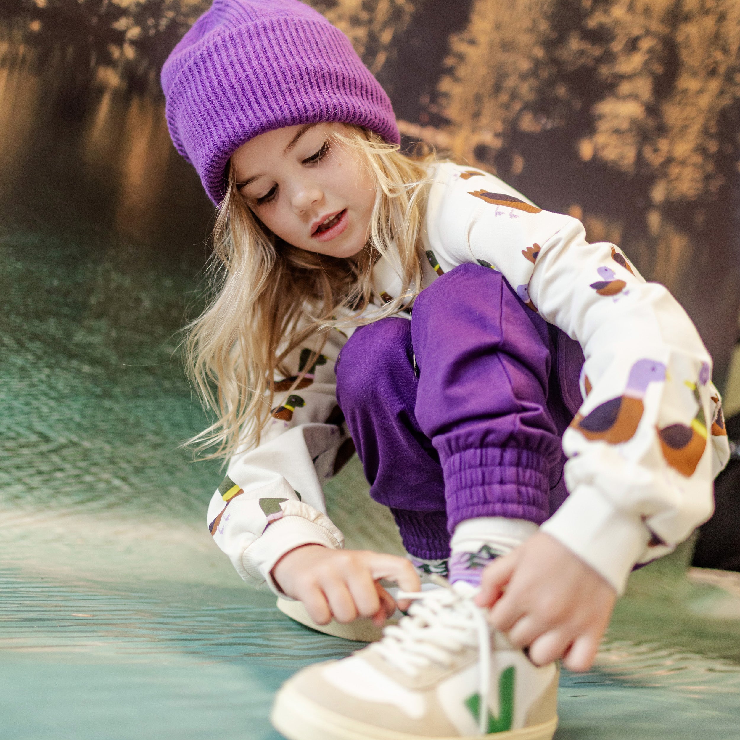 Dark purple knitted toque, child