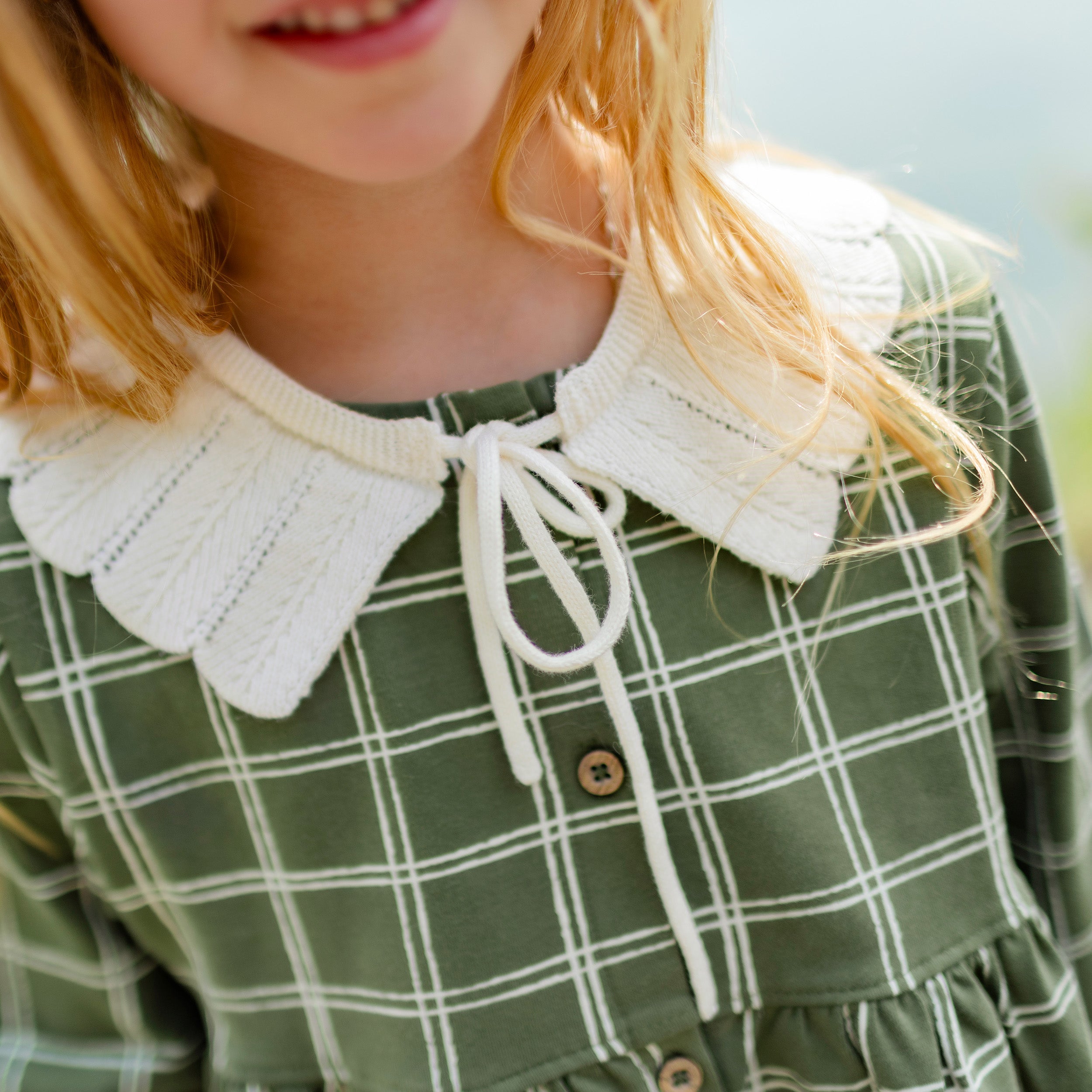 Col amovible crème en tricot avec motif, enfant