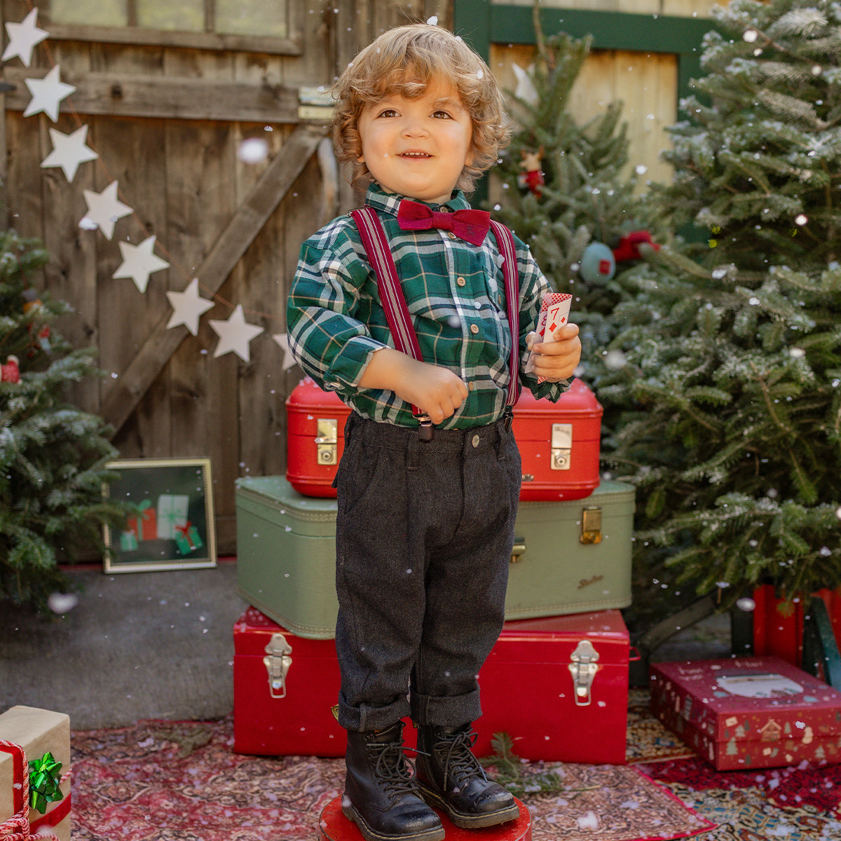 Green plaid shirt, baby