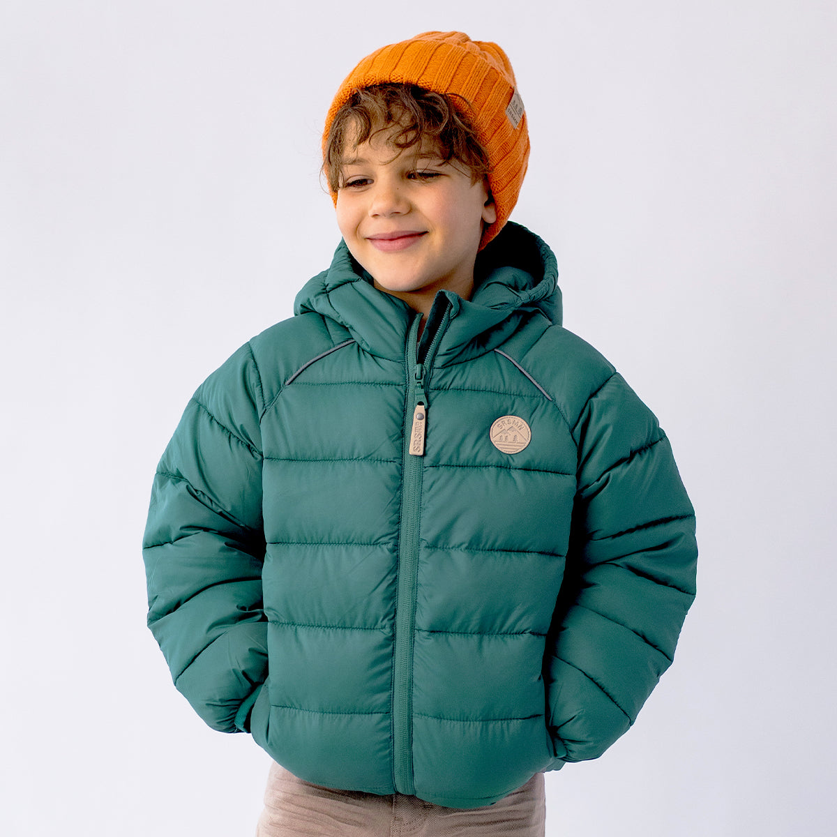 Manteau doudoune vert foret, enfant