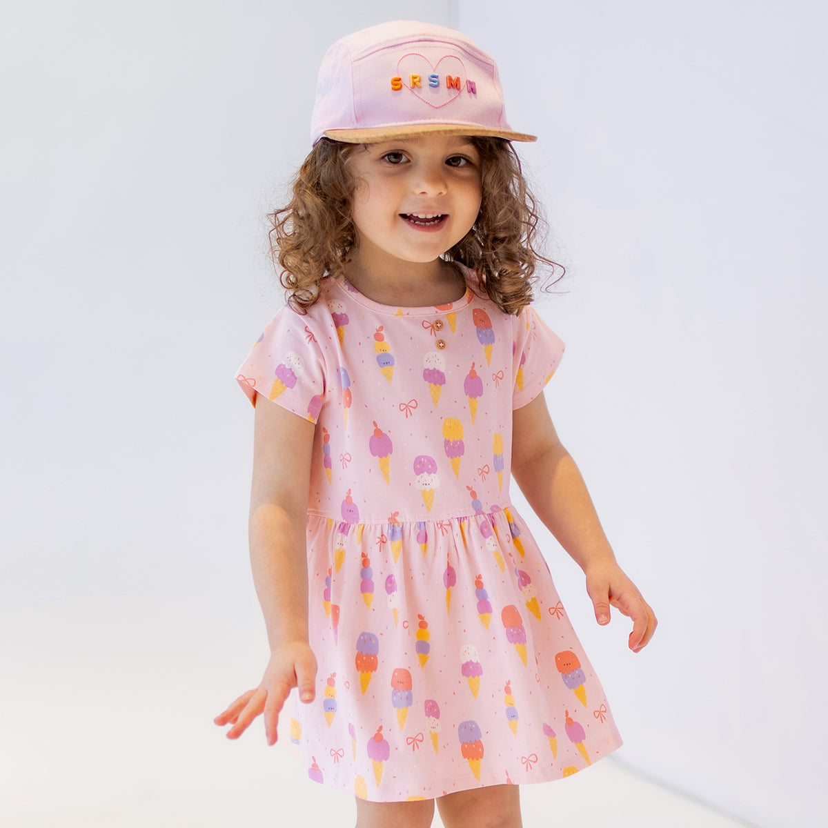 Casquette rose et beige, enfant