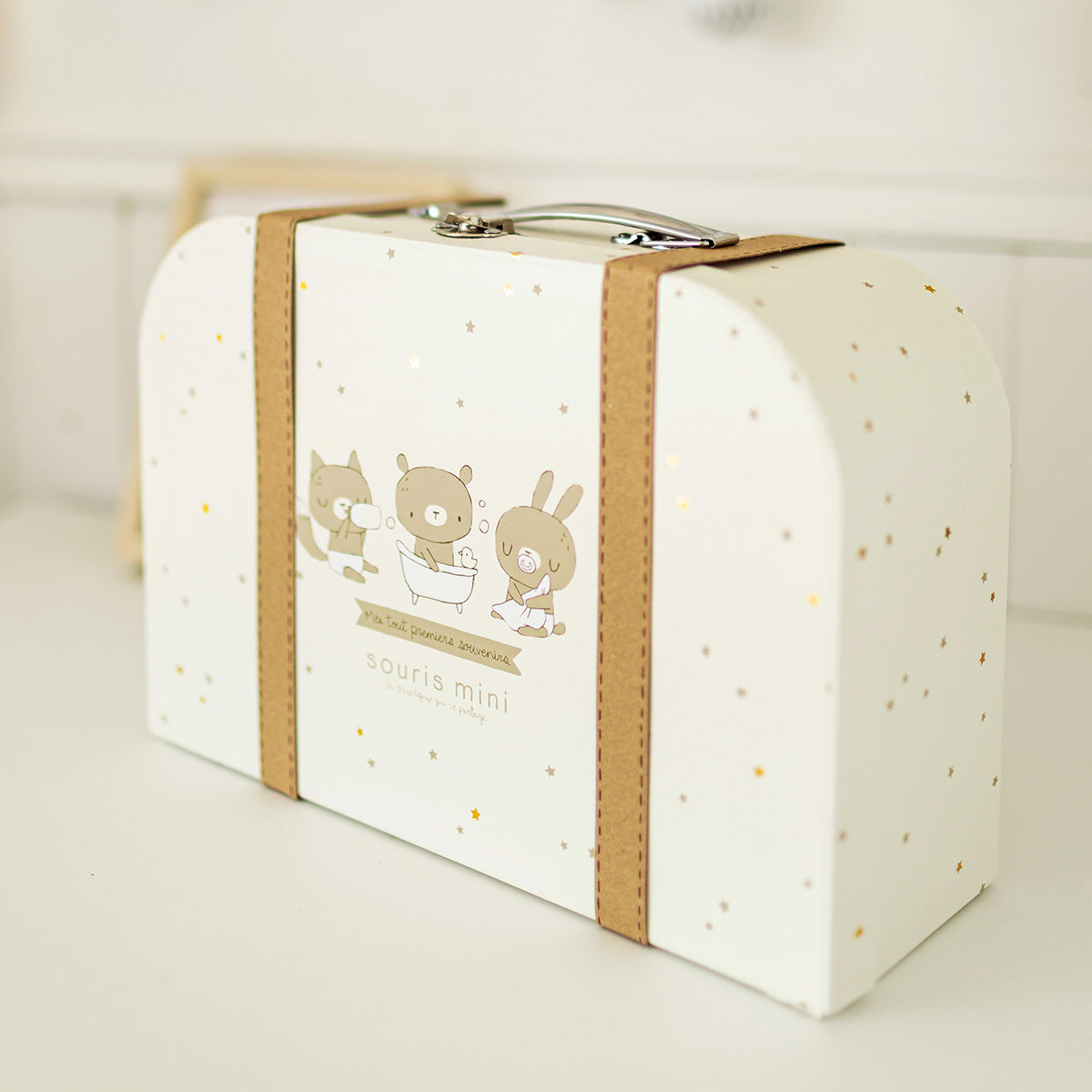 Présentation du coffret cadeau crème et beige « Le Premium » (14 pièces), naissance